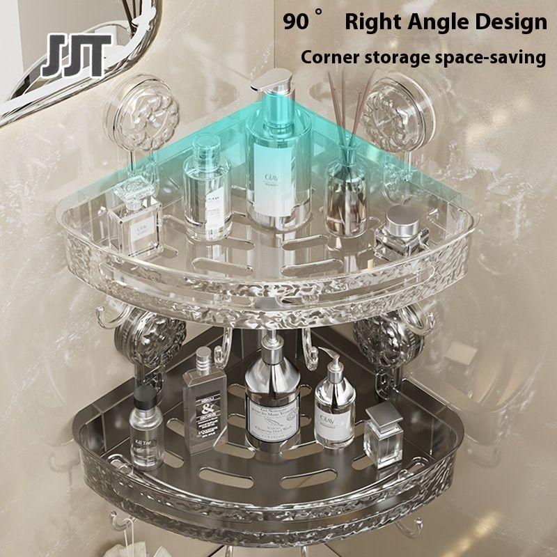 JJT [Miễn Phí Vận Chuyển]kệ goc nhà vệ sinh kệ dán phòng tắm Tam giác Kệ phòng tắm giá lưu trữ treo tường giá lưu trữ núm hút cao su kệ để góc phòng Tripod bệt vệ sinh phòng tắm washstand punching-Free treo tường giá lưu trữ