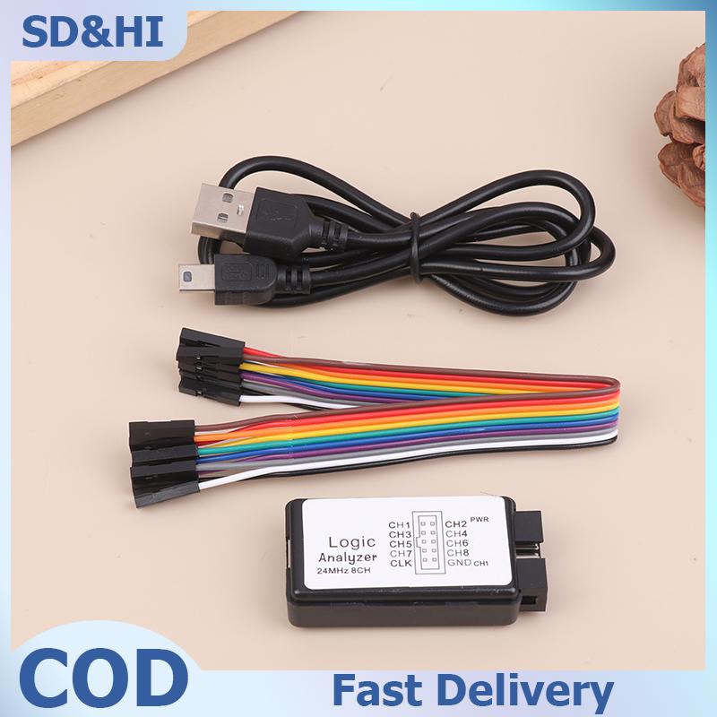 SD&HI เครื่องวิเคราะห์ลอจิก24MHz 8ช่องสัญญาณเข้าหน่วยความจำ24M วินาทีเครื่องวิเคราะห์สัญญาณลอจิกเครื่องดีบั๊กเกอร์สำหรับเครื่องวิเคราะห์สัญญาณลอจิกแขน FPGA ราคา 206 บาท*ส่งฟรี
