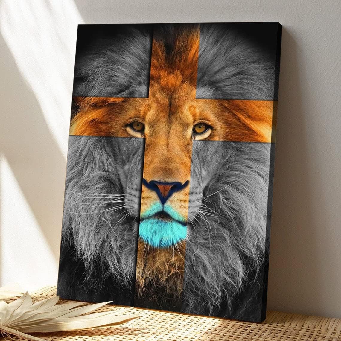 Bible Verse Wall Art Jesus Lion Cross Poster Wall Art For Living Room Bedroom Office Home Canvas Framed X 0728