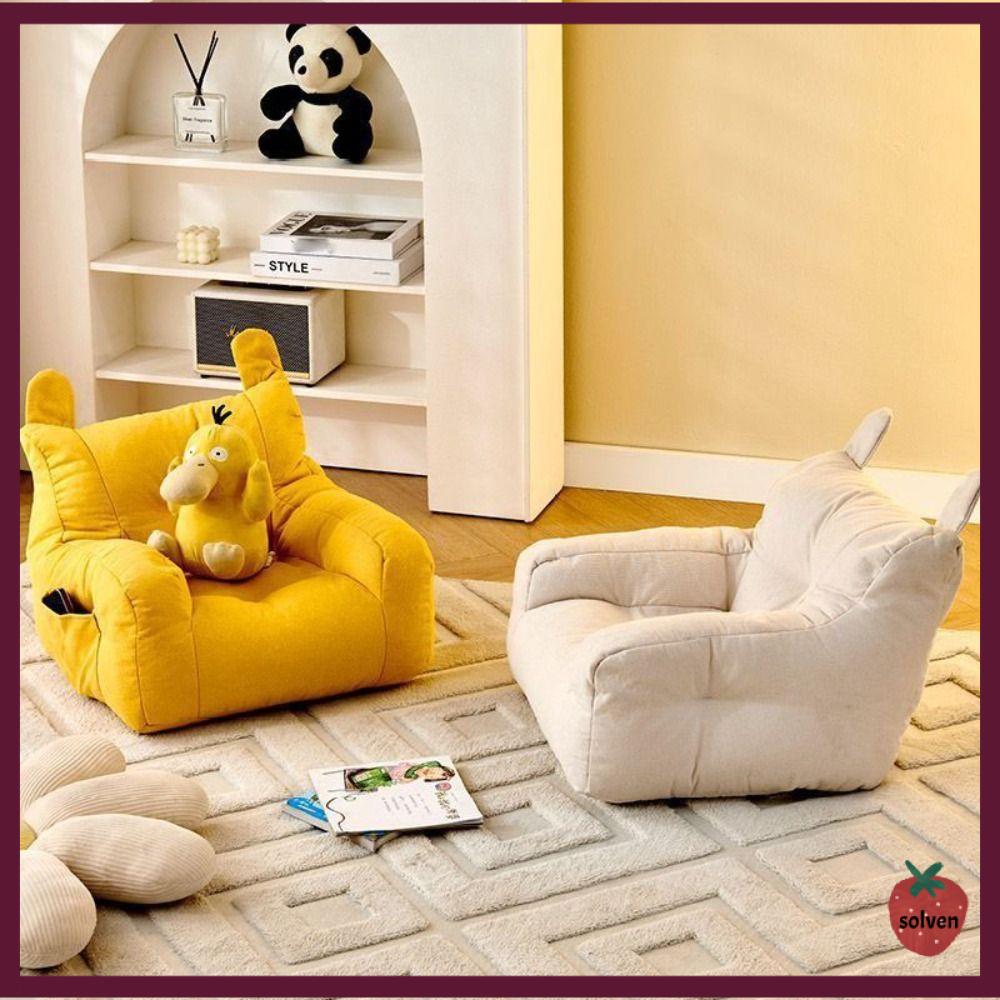 SOLVEN Thoải mái Ghế Sofa Nhỏ Mềm mại với túi lưu trữ Ghế Sofa Gấu Trẻ Em Dễ thương cho trẻ em Tiện dụng Ghế Sofa Lười Phòng Khách Dành cho bé trai và bé gái