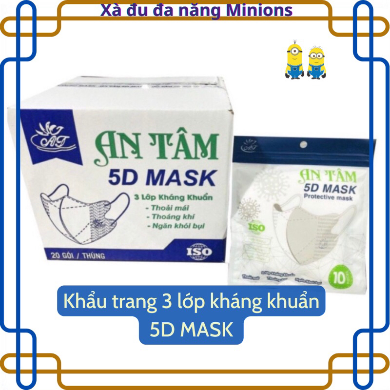 20c khẩu trang kháng khuẩn 3 lớp 5d mask an tâm