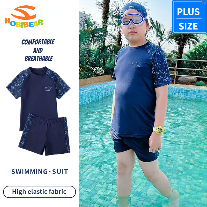 HOBIBEAR children's swimsuit set Plus size boys swimsuit set fat kid swimsuit Loose plus size children's swimwear Suitable for children 20-68KG Stretch fabrics Comfortable and breathable ราคา 229 บาท*ส่งฟรี