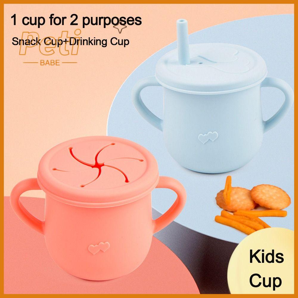 PETIBABE Silicone Kids Cup BPA Free Solid Color Baby Snack Cup Portable 7