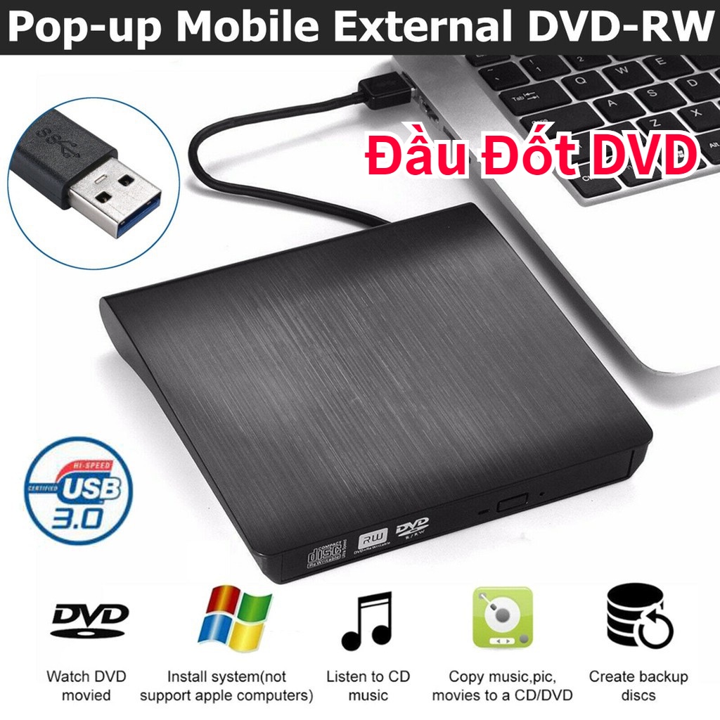 Đầu Đốt DVD Combo Box DVDRW laptop gắn ngoài - có ổ đĩa dvd bên trong - Ổ đĩa dvd gắn ngoài qua cổng usb tiện lợi