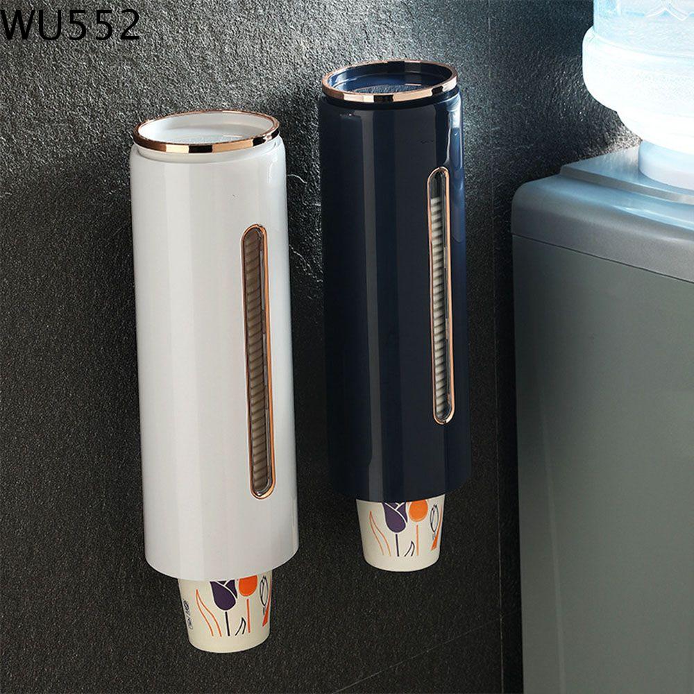 WU552 Có thể tái sử dụng Lưu trữ cốc dùng một lần Nhựa Treo tường Tự động Chống bụi Khay để chén Khung ly giấy Hộp đựng cốc Máy rút cốc