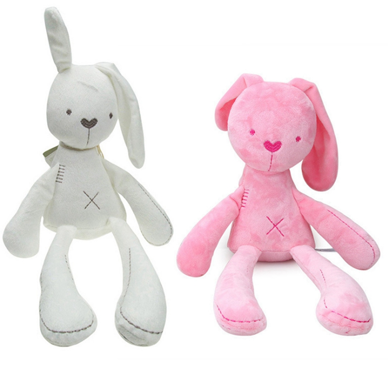2 Pcs 40cm Baby Rabbit Sleeping Comfort Doll Plush Toys Attract Kids' Attention Foster Kids' Curiosity, Pink & White