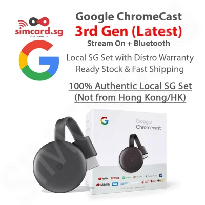 Google Chromecast 3rd Generation with Warranty - SG Set with Safety Mark / US Set - Google TV Streaming Media Player Stick Full HD 1080p (GA00439-SG GA00439-US)