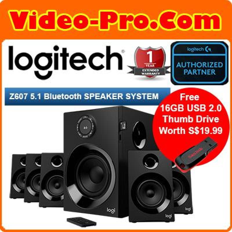 {Free 16GB Thumb Drive} Logitech Z607 5.1 Surround Sound Speakers (Bluetooth, RCA, 160 W Peak, Remote Control, Compatible with Computers, PC, TVs, Phones and Tablets) Singapore