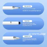 VINTLOOK Bút cảm ứng 3 trong 1 cho điện thoại và tablet với đầu bút chính xác, điều khiển cảm ứng và đầu bút bi