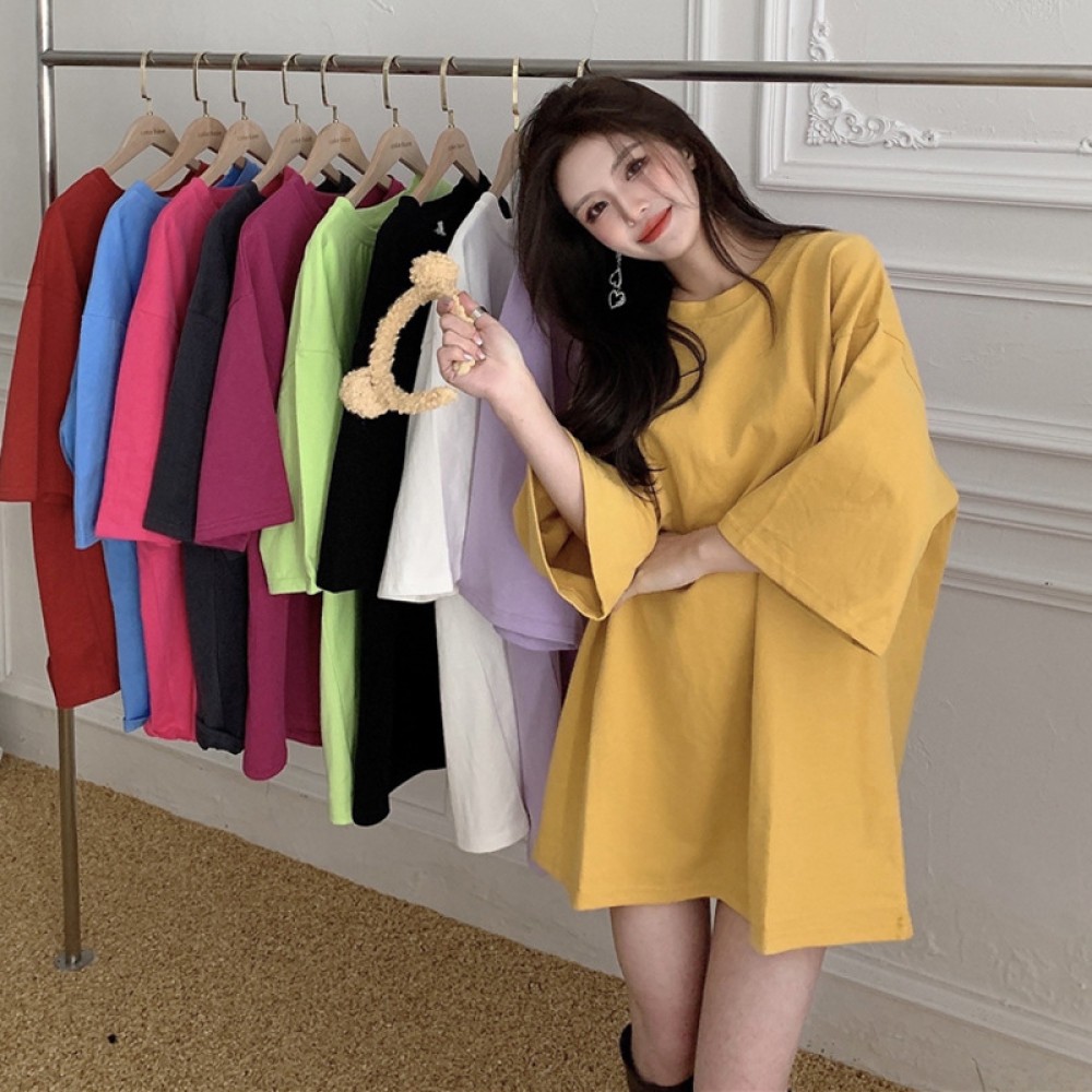 Áo thun nữ áo thun tay dài rộng rãi màu kẹo size lớn mới cổ tròn tay ngắn 🔥lzb031🔥