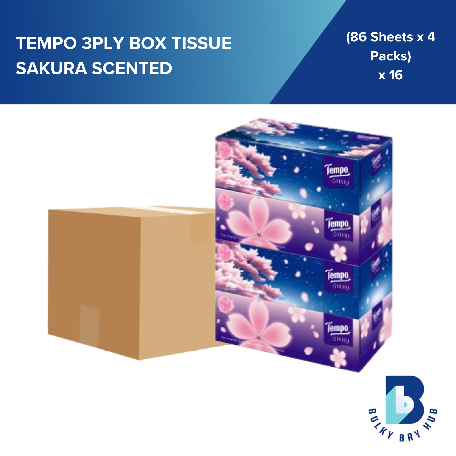 Box Tissue Tempo - 4-Ply Sakura Scented Facial Tissue, 18X7 Sheets