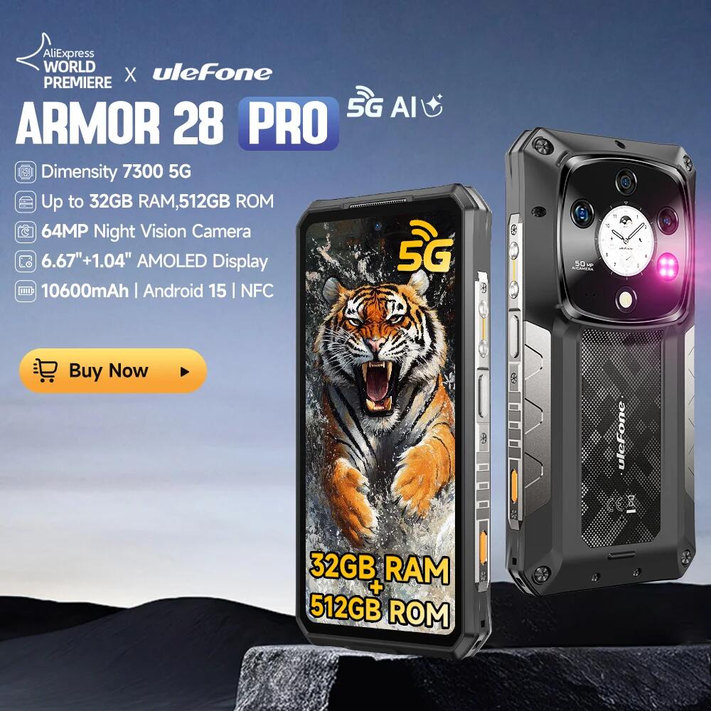 【Official shop】Ulefone Armor 28 Pro 5G AI Rugged Phone 512GB ROM Smartphone 120W MTK Dimensity 7300 10600mAh 6.67”AMOLED 64MP Mobile phone ราคา 19,100 บาท*ส่งฟรี