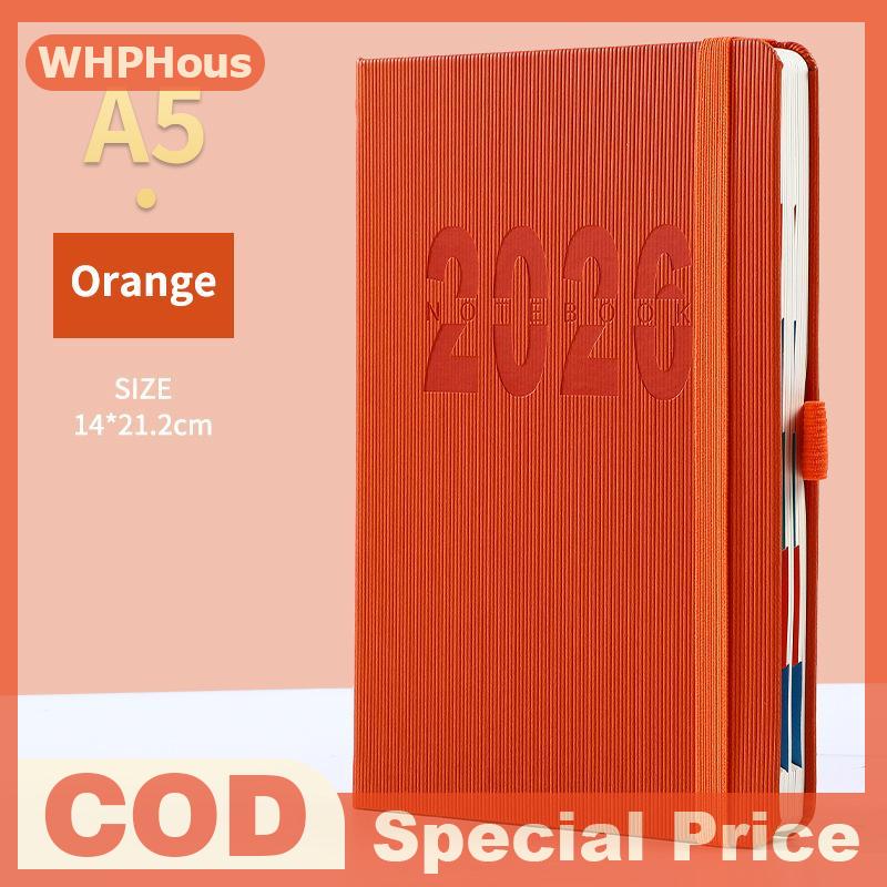 WHPHous สมุดแพลนเนอร์2026สมุดแพลนเนอร์สมุดรายวันรายสัปดาห์ขนาด A5พร้อมเคสหนังเทียมสำหรับนักธุรกิจศึกษา