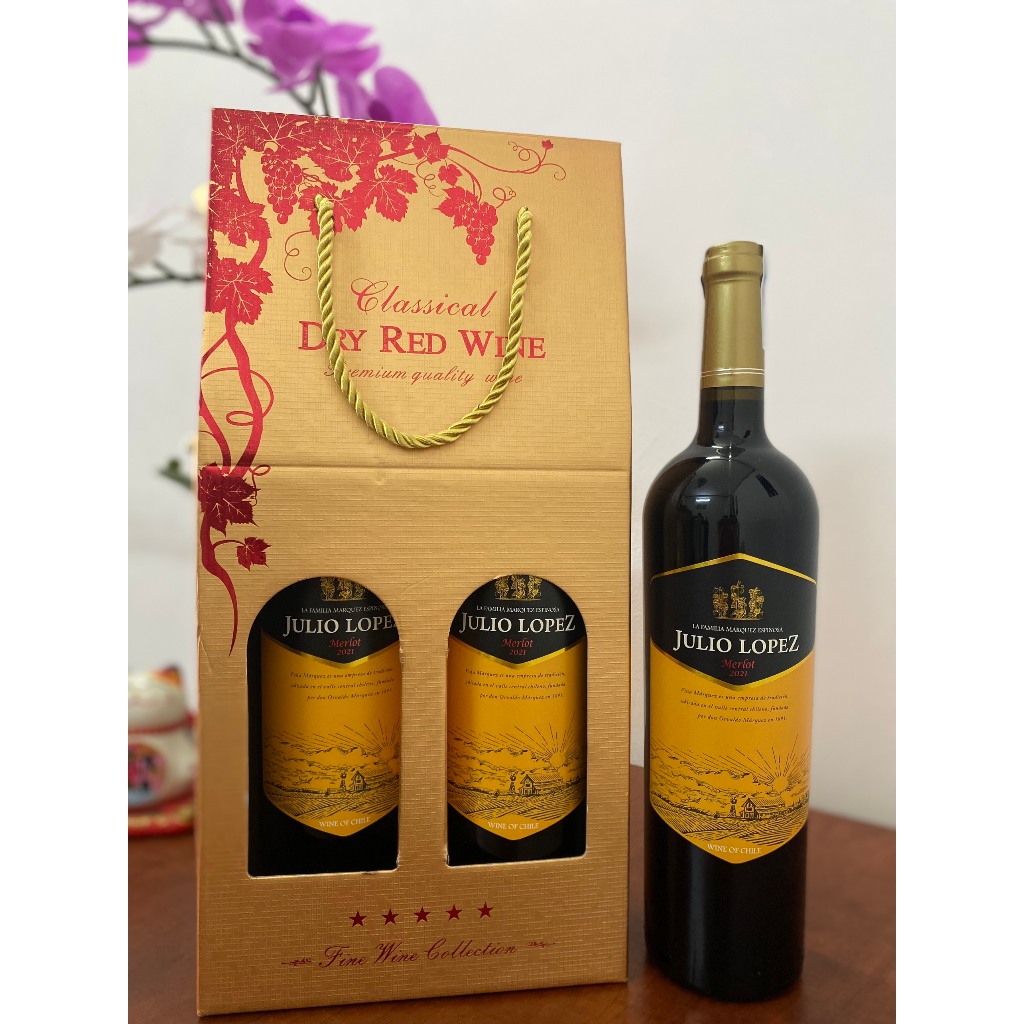 Quà tặng giá rẻ 2 chai rượu vang chile Julio Lopez - TG