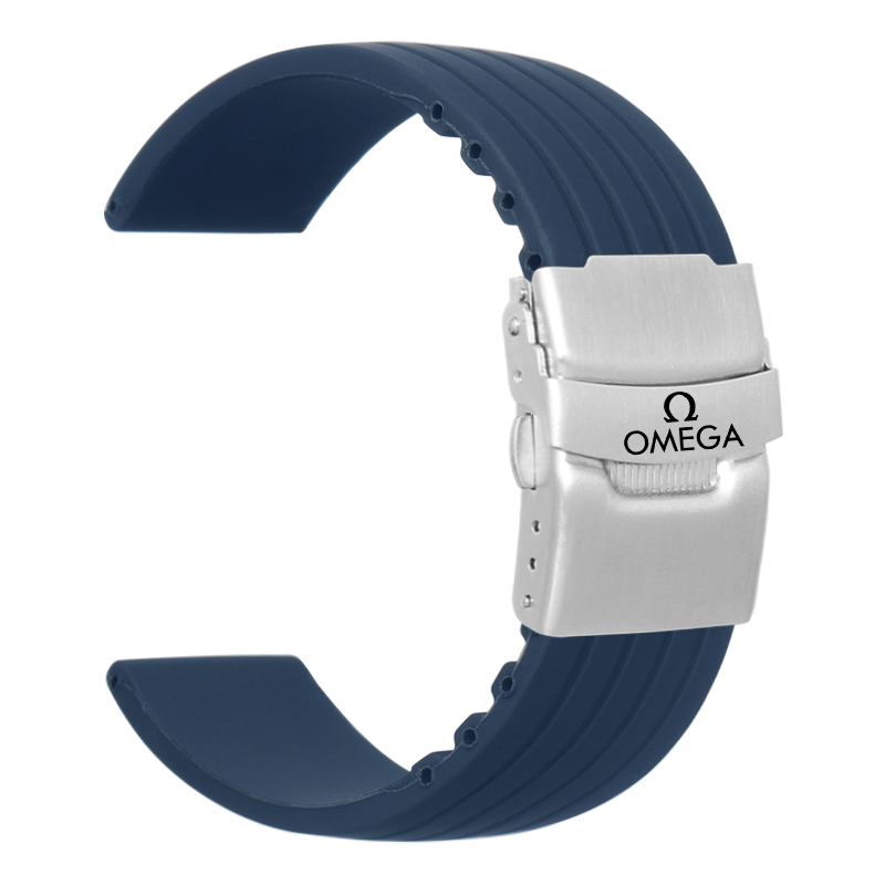 Omega dây đeo Omega Omega cộng với Speedster bay cá ngựa mới 300 cao su silicon Đồng hồ dây đeo chuỗi 20mm