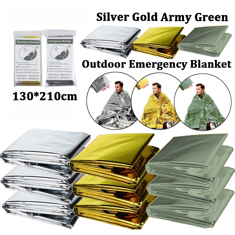 Luc 2 chiếc Bộ Sơ Cứu Cứu Hộ nhiệt độ thấp trại giữ giấy bạc ấm áp cứu sinh Mylar rừng nóng Hoang Dã nóng khô chăn khẩn cấp SỐNG SÓT
