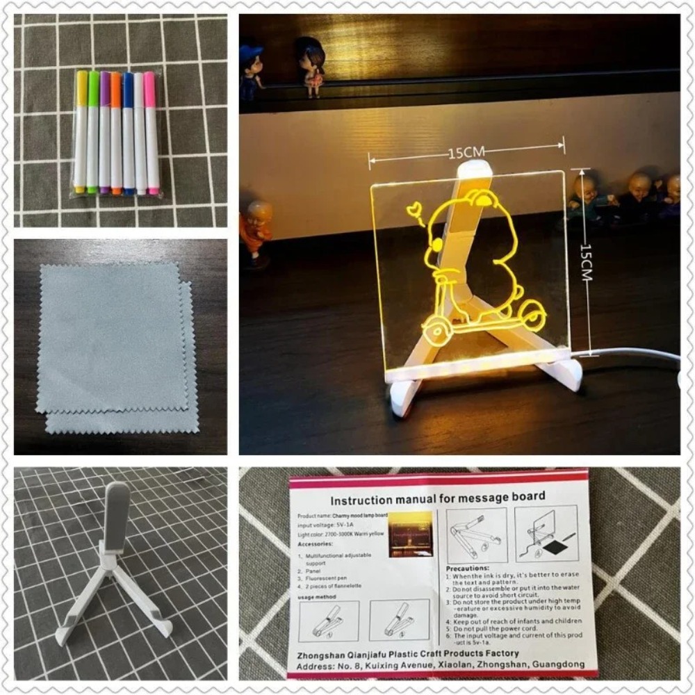 【COD+Ready Stock】 Acrylic LED Drawing Board Clear with Light Lumiboard Colors Interactive Dry Erase Boards Gift
