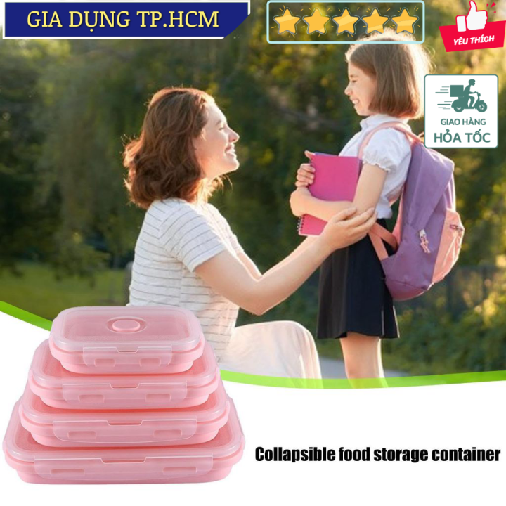 [2h HCM] Combo 3 Hộp Đựng Thức Ăn Xếp Gọn Silicone Collapsible Food Storage Containers - TonyDecor