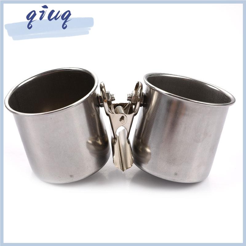 [qiuq] Bát ăn nước Thức ăn cho thú cưng hình tròn cho Chim Vẹt bằng thép không gỉ - 2