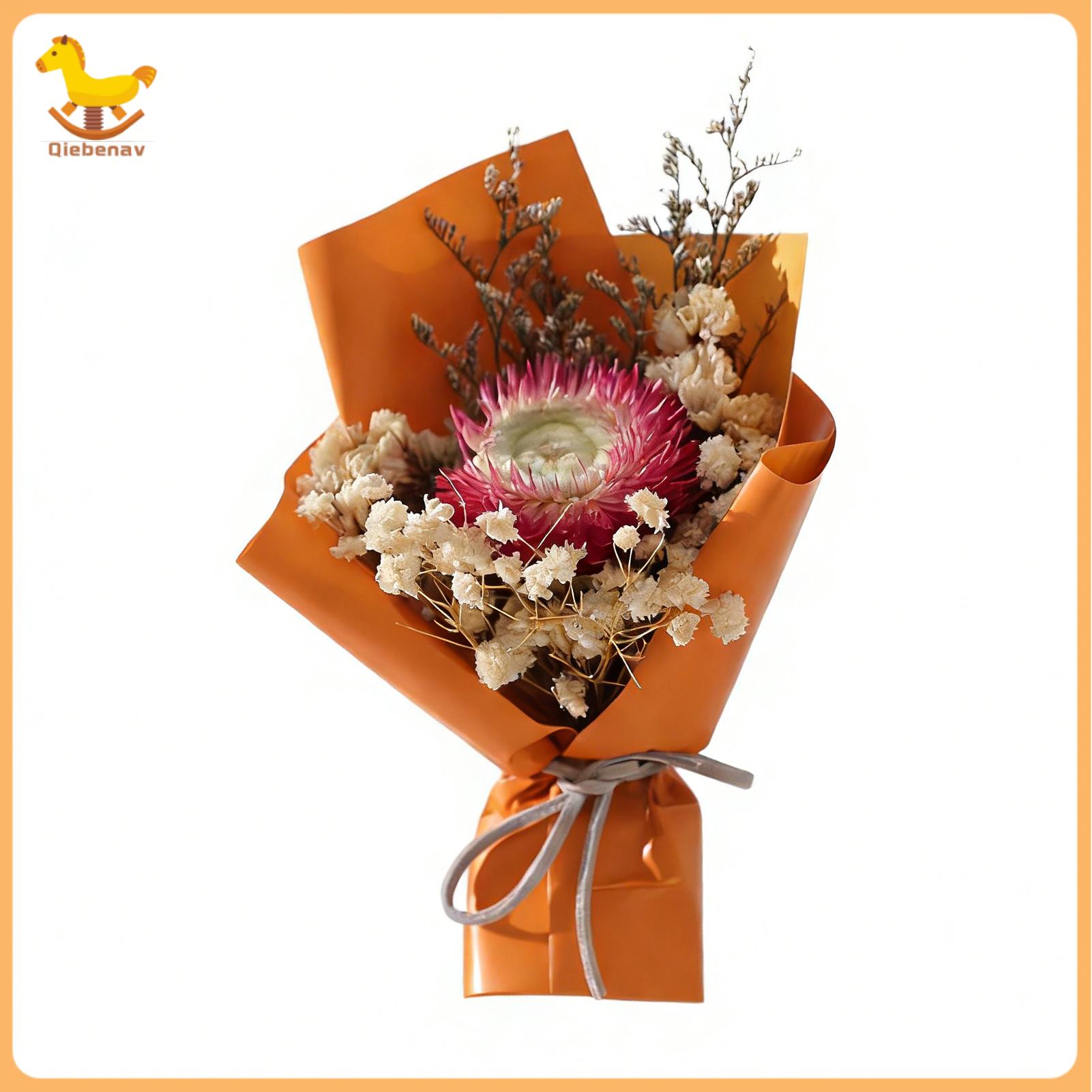 Decorative Flower Bouquet Fake Flowers Mini Dried Flower Bouquet Baby’s Breath Rose Small Romantic Floral Arrangement for Valentine’s Day Wedding Birthday Party Favors Home Decoration Gift