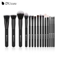 DUcare 15Pcs/Set Makeup Brushes Professional Premium Synthetic Kabuki Makeup Brush Set Professional Foundation Concealers Powder Blush Blending Face Eye Shadows Black Brush Tools【Post in 24 Hours&90 days Warranty Services】