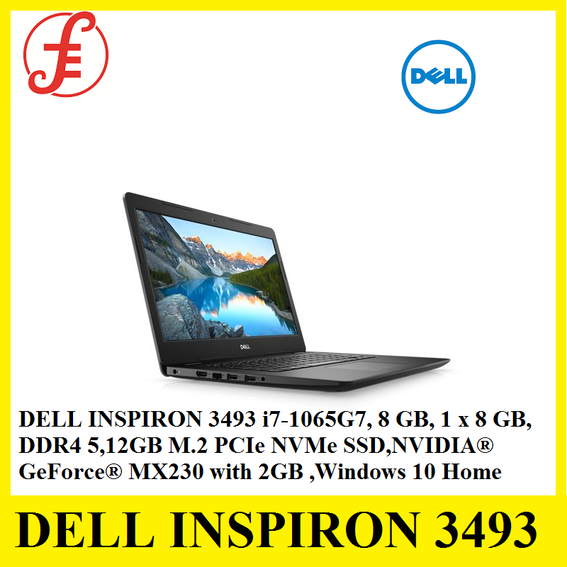 DELL INSPIRON 3493 i7-1065G7 8 GB, 1 x 8 GB, DDR4 512GB M.2 PCIe NVMe Solid State Drive NVIDIA® GeForce® MX230 with 2GB Windows 10 Home