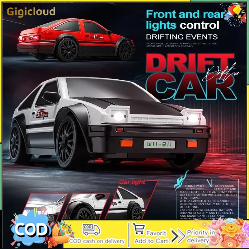 1:24 Scale Remote Control Car 4WD 2.4G RC Drift Racing Car With Front And Rear Lights High Speed Model Vehicle Toys Gifts For Kids ราคา 483 บาท*ส่งฟรี