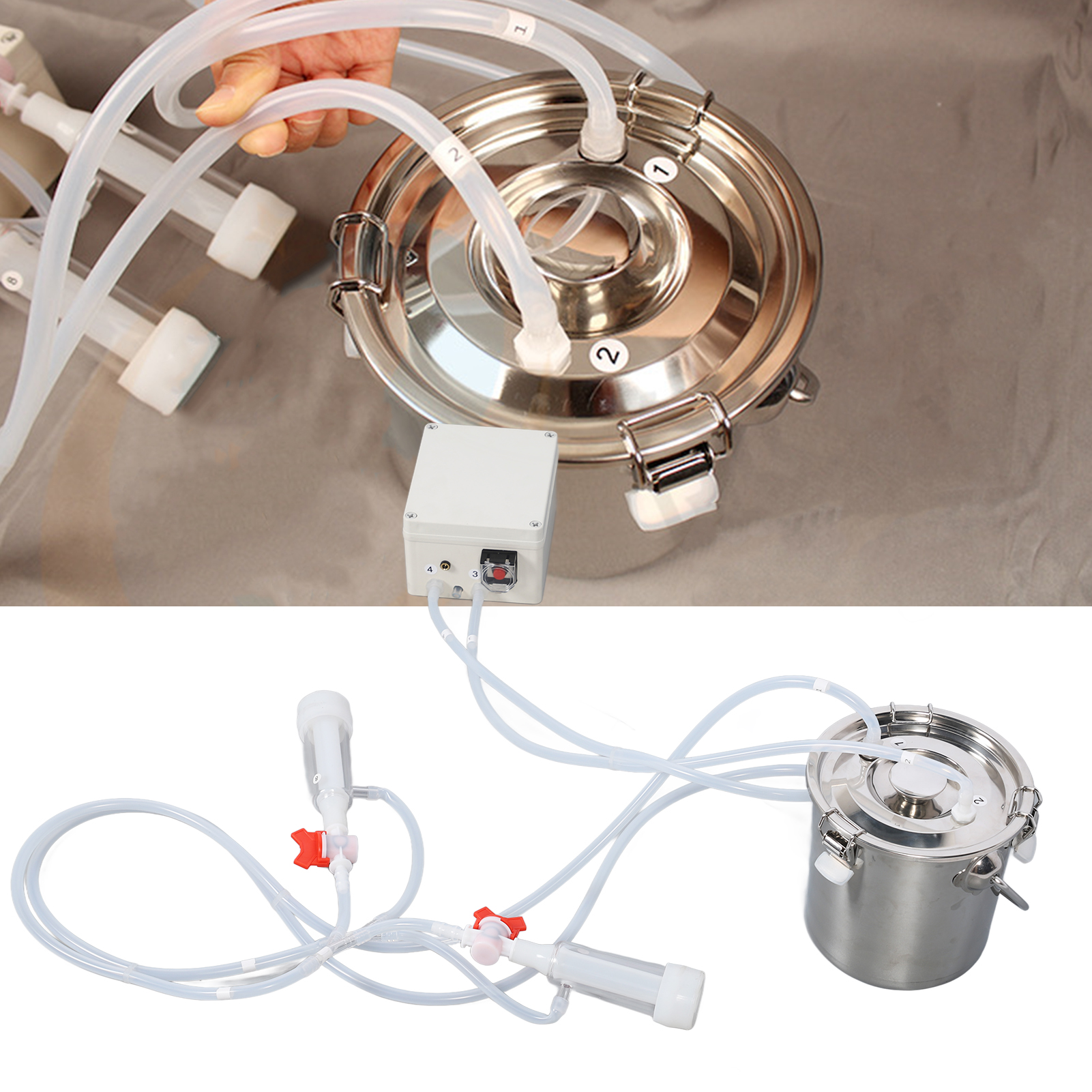 เครื่องรีดนมแพะพร้อมถังสแตนเลส 3L 304 แบตเตอรี่ 3000mAh Goat - ยี่ห้อ OEM ราคา 4,336 บาท*ส่งฟรี