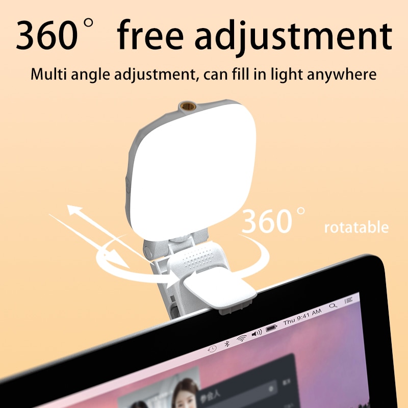 ：>\"{ LED Phone Light Selfie Light Rechargeable Clip Video Light Adjusted For Phone Ipad Laptop Light For Phone For Tiktok Live Stream