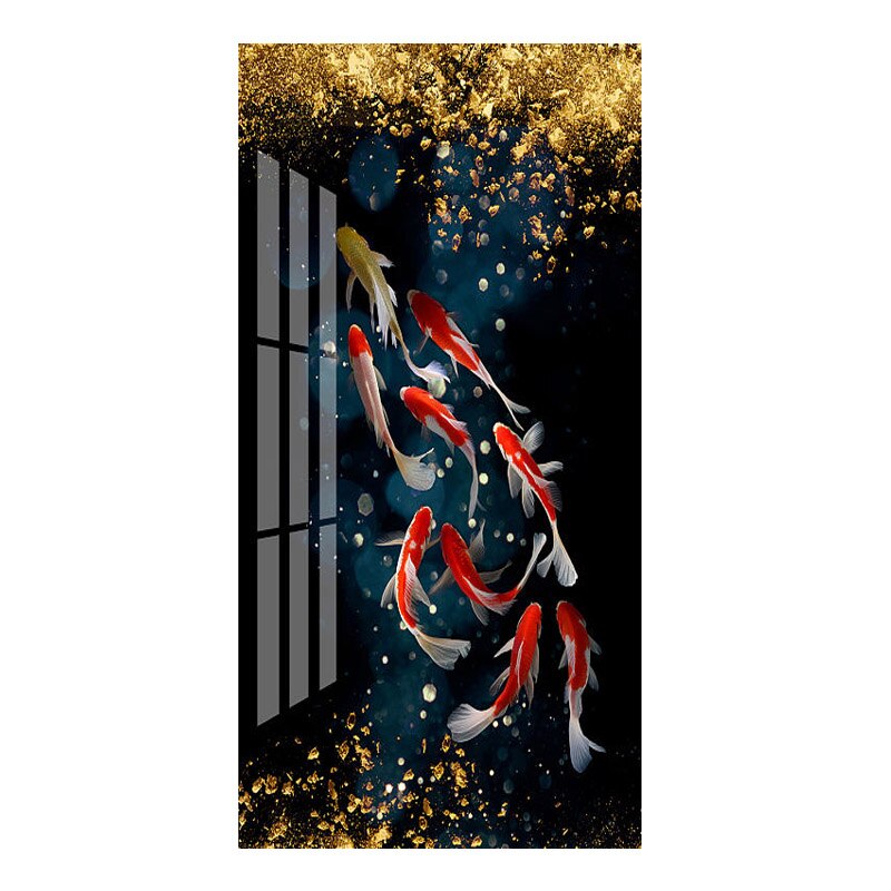 Golden Fish Abstract Decorative Posters Canvas Painting Koi Fish Wall Art Living Room Home Decor Light Luxury New Chinese Style 0728