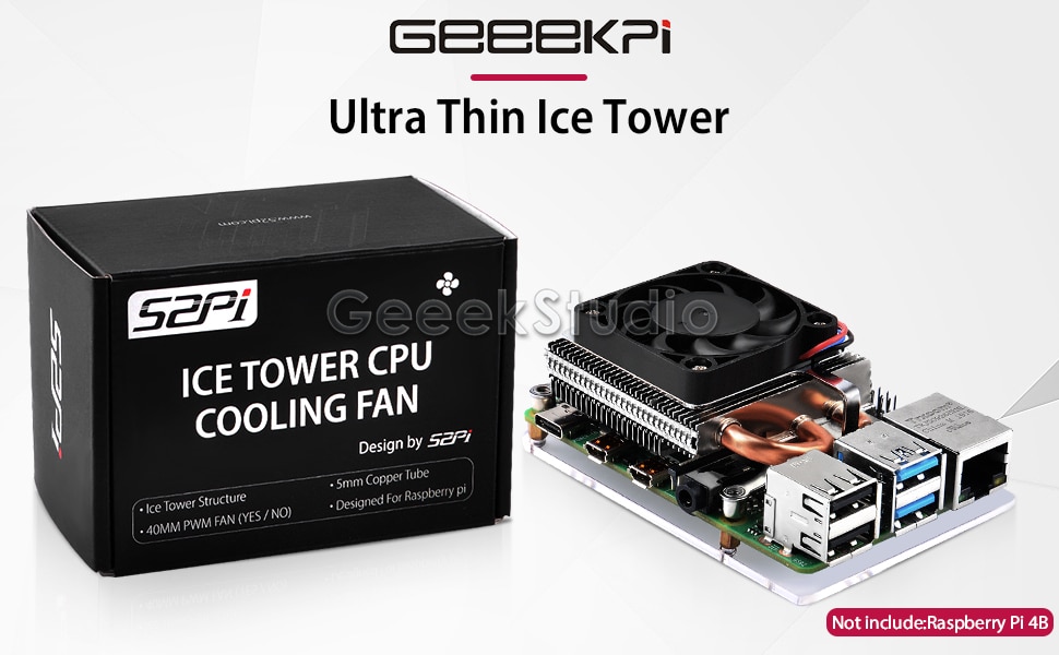 Raspberry Pi 4B Ultra Thin Ice Tower Cooler Cooling Fan for RPI 4 Model B