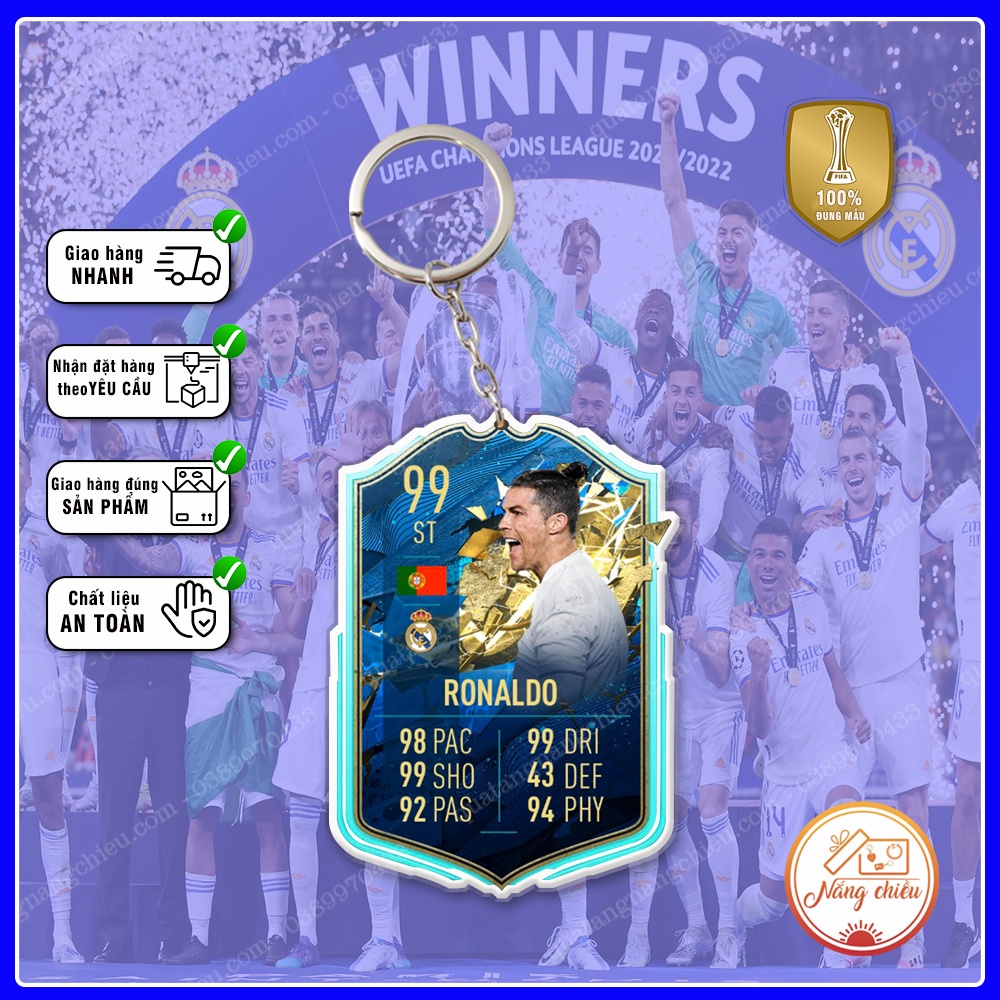 Móc Khóa Cristiano Ronaldo CLB bóng đá Real Madrid ️MÓC KHÓA THẺ CẦU THỦ️
