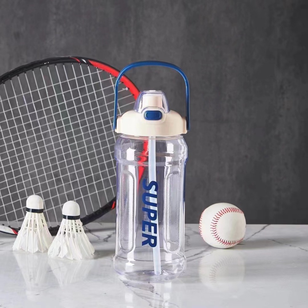 MISFORTUNESTORE17RE1 1300ml/2000ml Chai nước Di động Chống rò rỉ Cốc nước thể thao Ngoài trời Nhựa Cốc có ống hút Học sinh nam nữ - 2