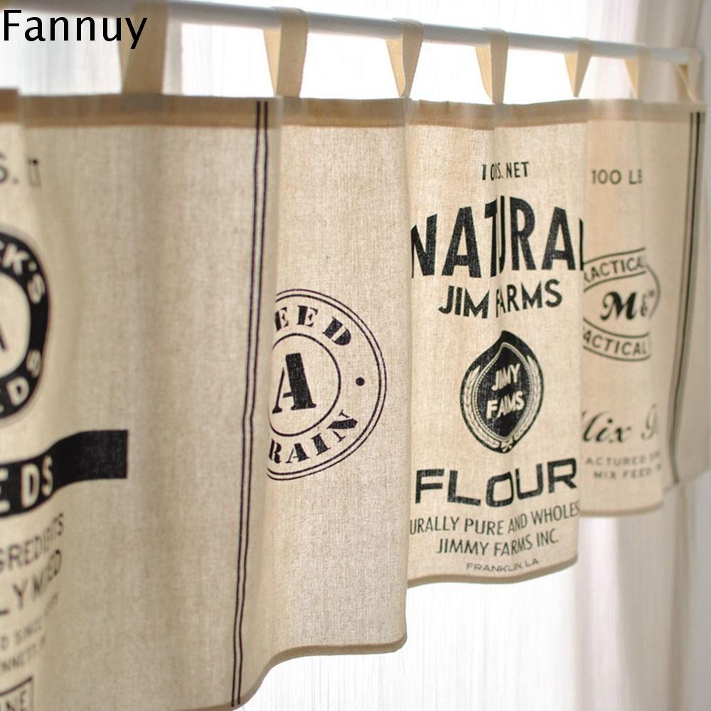 FANNUY Bắc Âu INS Vải Từ tiếng Anh Cho Gia Đình, Quán Cà Phê, Nhà Hàng Nhà bếp Trang Trí Nội Thất Rèm cửa Nửa Rèm Rèm ngắn