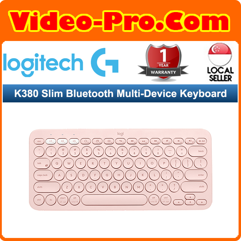 Logitech K380 Slim Bluetooth Multi-Device Keyboard for Computers, Tablets and Smartphones-Pink 920-009579 (1 Year Warranty) Singapore