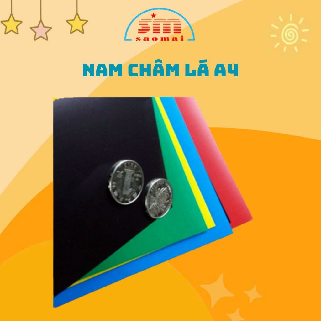 Nam Châm Lá A4 - Nam Châm Dẻo Nhiều Màu Sắc Văn Phòng Phẩm Sao Mai