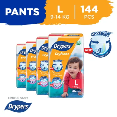 Drypers Drypantz L (9 - 14Kg) 36s X 4 Packs 144pcs