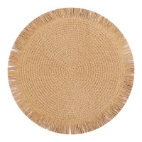 Braided Round Placemats Woven Tassel Table Mats for Kitchen Dining Heat Resistant Natural Fabric Place Mats Indoor Outdoor Use