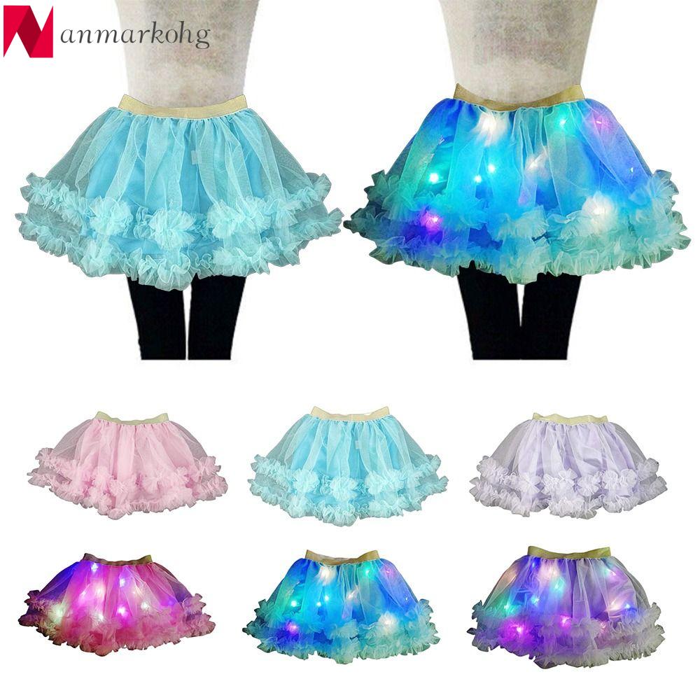 ANMARKOHG Đèn LED Váy nhảy Giáng sinh Thắp sáng Váy tutu Thời trang Đồ dùng tiệc tùng Váy công chúa ballet Trẻ em