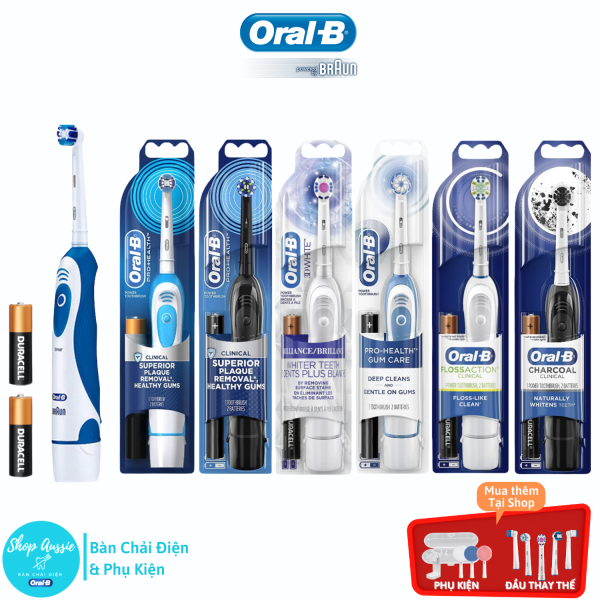 Bàn Chải Đánh Răng Pin Oral-B Clinical - Dùng Pin AA - Hẹn giờ 2-Phút, Nhiều loại đầu giá rẻ