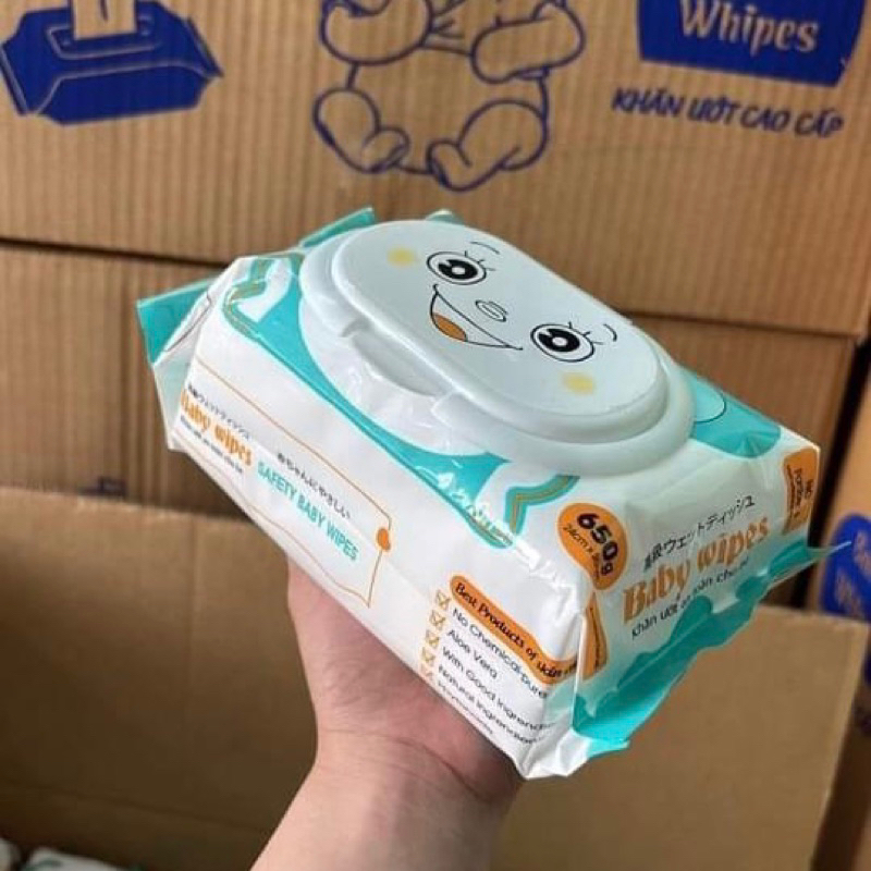 (Combo 10gói) Khăn ướt Baby Wipes 650gam khăn ướt không mùi khổ giấy lớn