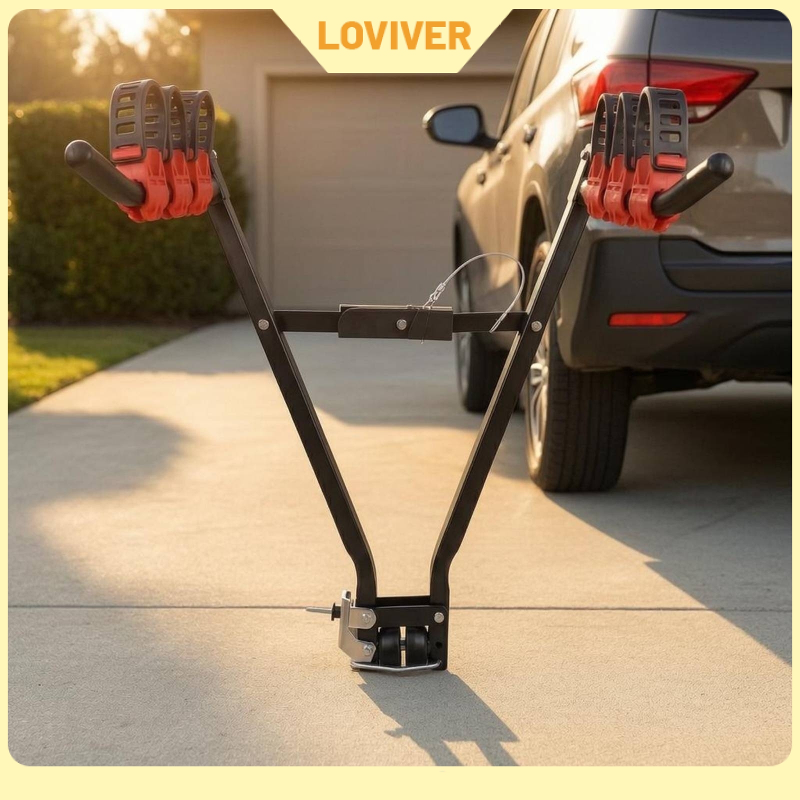 LOVIVER Cylindrical Frame Hitch Bike Rack Clamp Cradles Folding Hitch Rack Black Transport Gear Heavy-Duty ราคา 3,260 บาท*ส่งฟรี