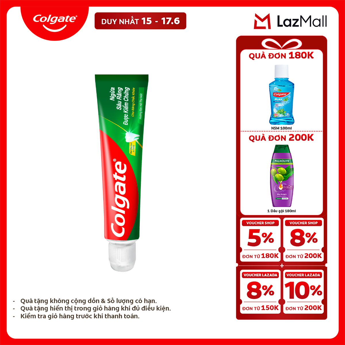 Kem đánh răng Colgate ngừa sâu răng răng chắc khỏe 45g/tuýp