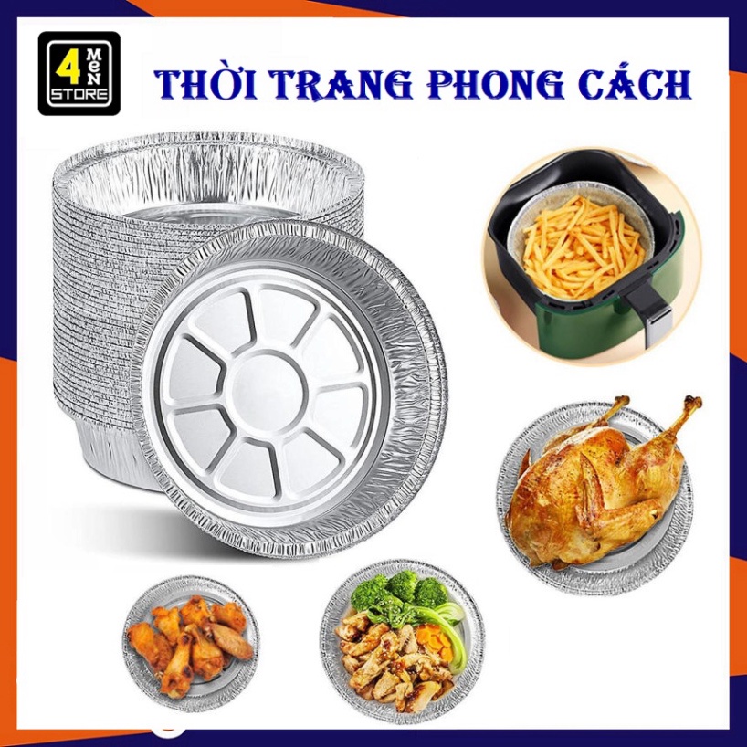 Set 10 Khay giấy bạc lót nồi chiên không dầu 18- 20- 22 -23cm - Giảm Thiểu Tối Đa Dầu Mỡ Bắn vào Nồi / Đĩa Nhôm