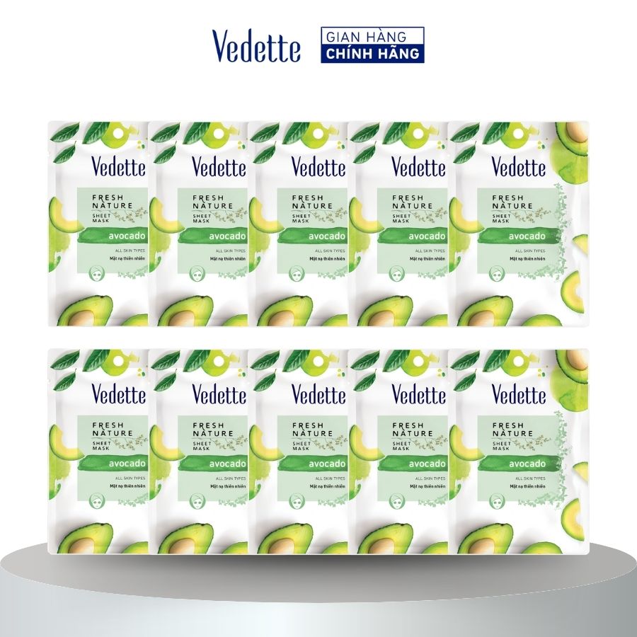 Combo 10 Mặt nạ thiên nhiên Vedette Bơ 22ml