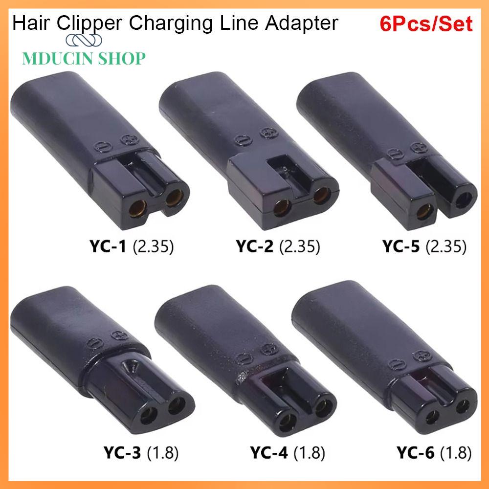 MDUCIN SHOP 6Pcs/Set DC 5,5  2,1mm đến 1,8/2,35mm Bộ chuyển đổi DC cho máy cắt tóc Lỗ đôi/Khe đơn USB 5V Bộ chuyển đổi dây sạc cho máy cạo râu Bền bỉ Thay thế Ổ cắm giao diện chuyển đổi nguồn điện