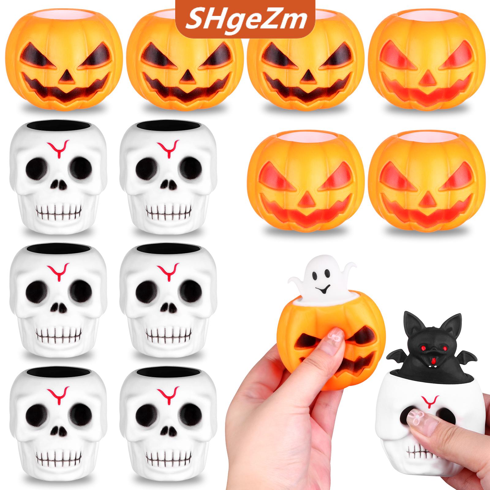 [COD] SHgeZm 12 PCS Halloween bí ngô Squishy Đồ chơi co giãn sọ căng thẳng cứu trợ ma đồ chơi cho Trick hoặc điều trị bên ủng hộ Halloween goodie Ba