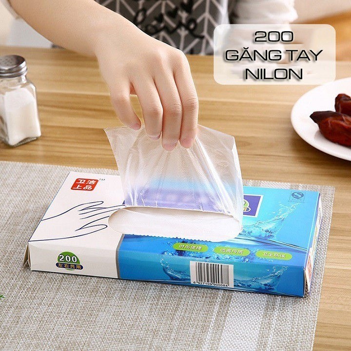 Hộp 200 chiếc găng tay nhà bếp dùng một lần dày, có thể co lại, màng nhựa PVC dùng trong thực phẩm
