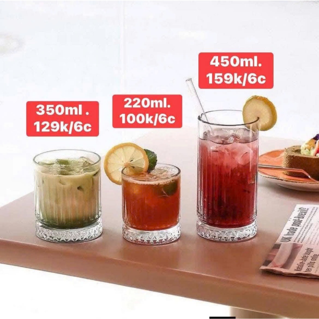 LY THỦY TINH VÂN SỌC CAO CẤP – 3 DUNG TÍCH TIỆN LỢI 220ML | 350ML | 440ML ✨