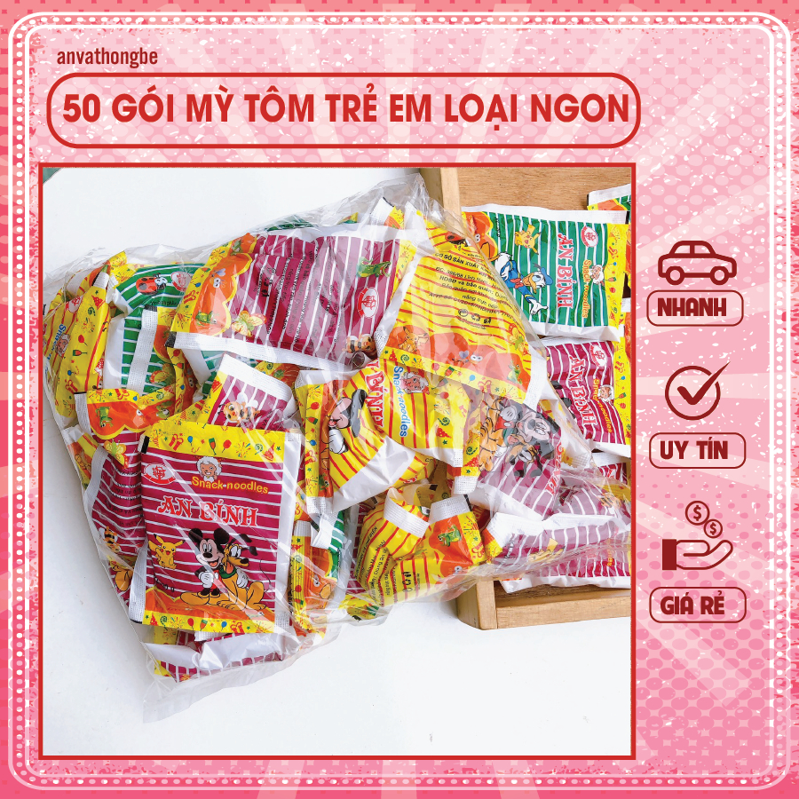 Combo 50 gói Mì tôm trẻ em ăn liền An Bính
